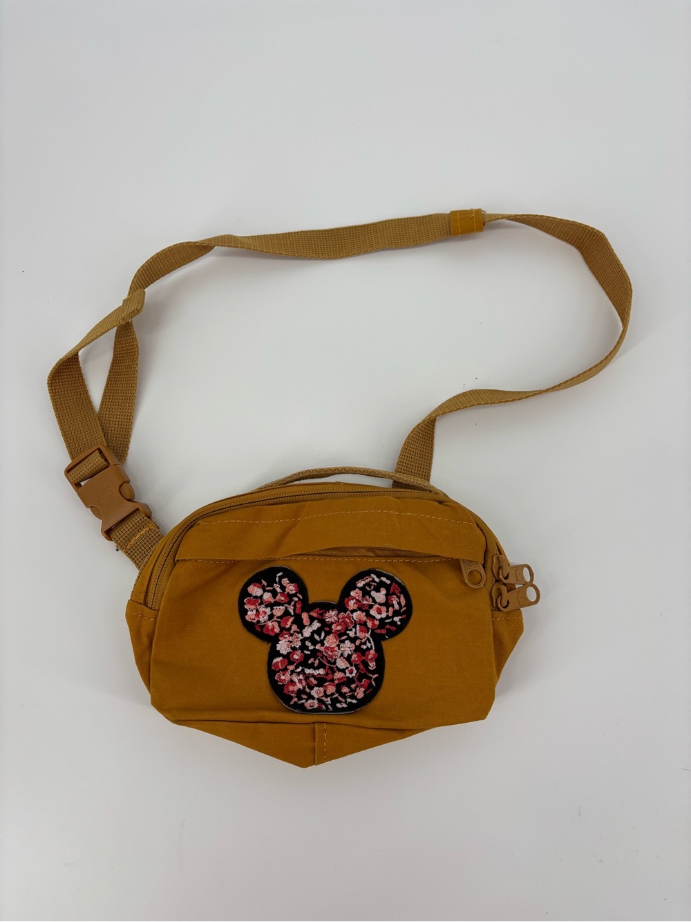 Fjallraven Kanken Sling Ochre Yellow Bag Custom Disney Mickey Mouse Floral Patch